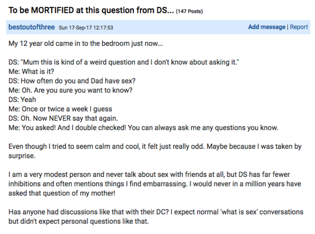 Une Mere Est Morte De Honte Par Une Question Sur Le Sexe Par Son Fils De 12 Ans Huffpost Quebec Vivre
