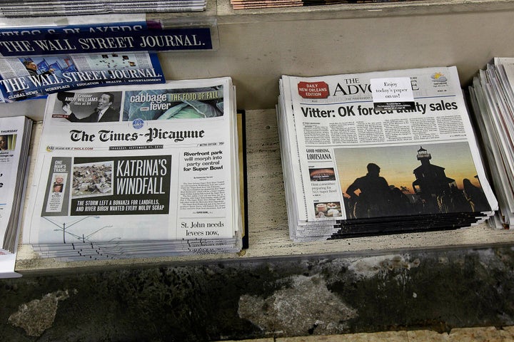 The New Orleans Times-Picayune, right, pictured alongside rival The Advocate in 2012.