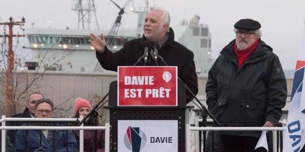 Philippe Couillard a participé à la marche de solidarité pour le chantier Davie, le 3 décembre dernier.