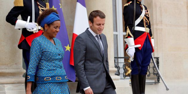 Michaëlle Jean, Secrétaire générale de l'OIF et Emmanuel Macron, président de la France.