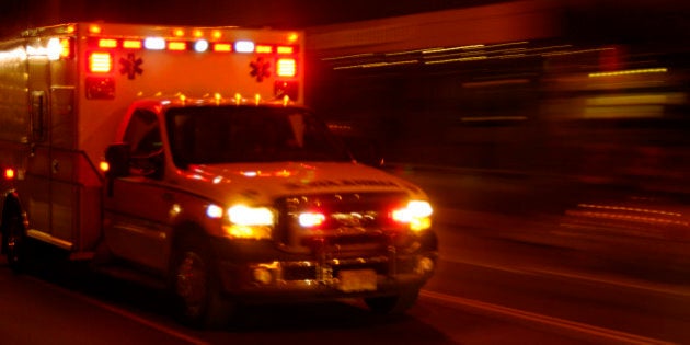 Ambulance at night, speeding