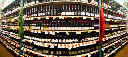 73738251 - red wine aisle in a bottle king store. bottle king is the largest new jersey retailer of wine, beer and spirits.