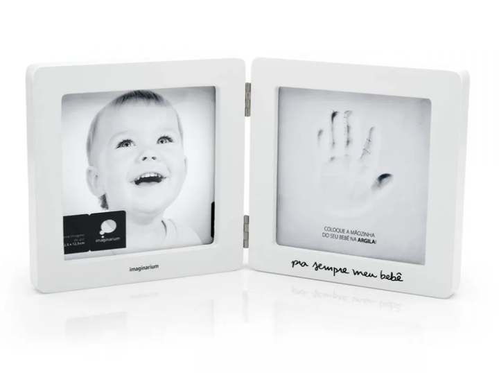 Porta-retrato registro mão de bebê <a href="https://loja.imaginarium.com.br/porta-retrato-registro-mao-de-bebe/p" target="_blank" rel="noopener noreferrer">custa cerca de R$ 99,90</a>.