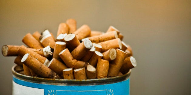 Can of cigarette butts