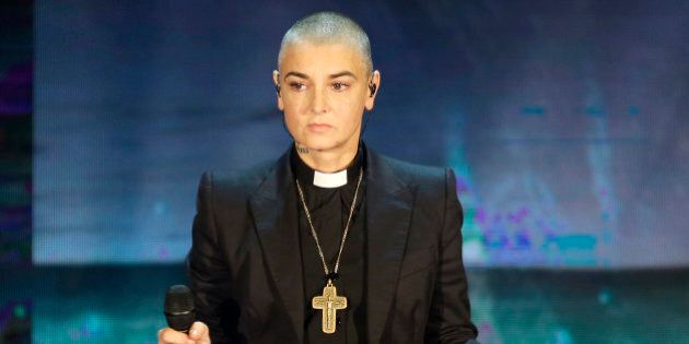 FILE - In this Oct. 5, 2014 file photo, Irish singer Sinead O'Connor performs during the Italian State RAI TV program