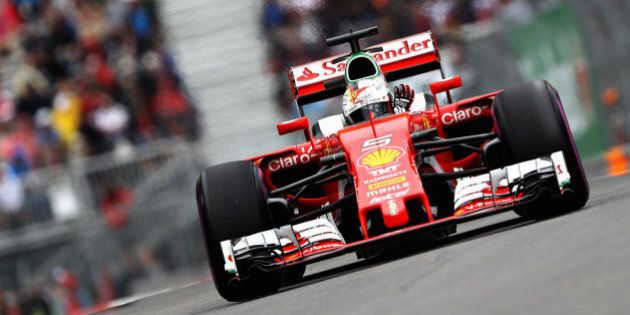 MONTREAL, QC - JUNE 11: Sebastian Vettel of Germany driving the (5) Scuderia Ferrari SF16-H Ferrari 059/5 turbo (Shell GP) on track during final practice ahead of the Canadian Formula One Grand Prix at Circuit Gilles Villeneuve on June 11, 2016 in Montreal, Canada. (Photo by Mark Thompson/Getty Images)