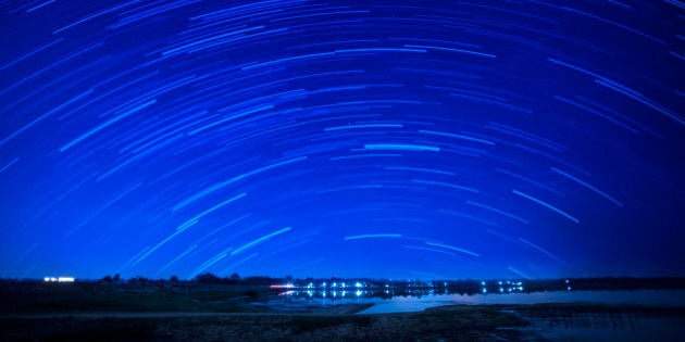 Beautiful star trail image during the night