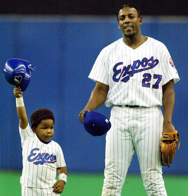 Vladimir Guerrero père et fils, le 29 septembre 2002, au Stade olympique. Vladimir fils était âgé de 3 ans.