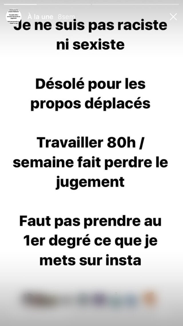 Les excuses publiées par le médecin résident sur Instagram.