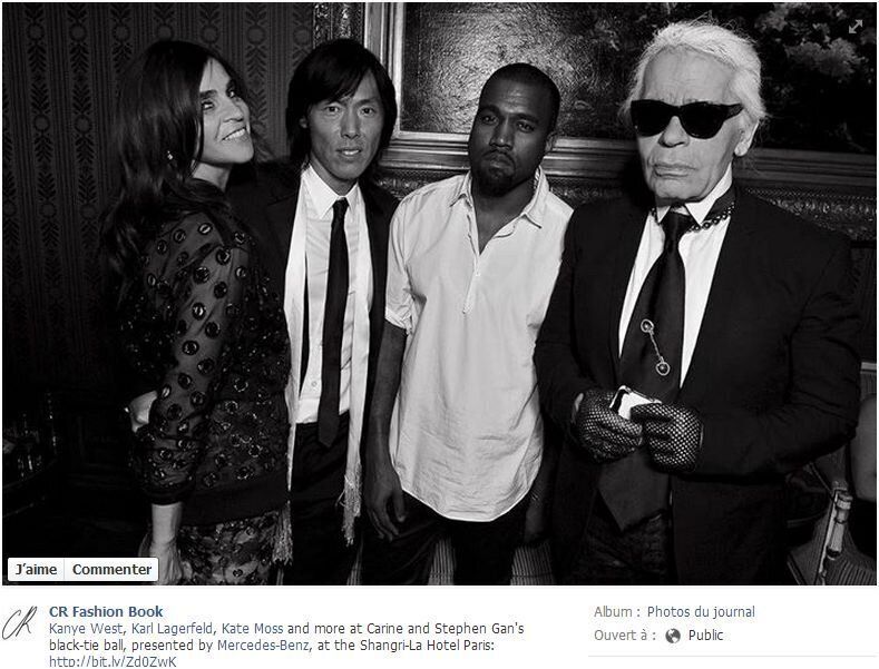 Carine Roitfeld avec Kanye West et Karl Lagerfeld