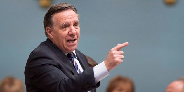 Coalition Avenir Quebec Leader Francois Legault questions the government, Wednesday, April 12, 2017 at the legislature in Quebec City. THE CANADIAN PRESS/Jacques Boissinot