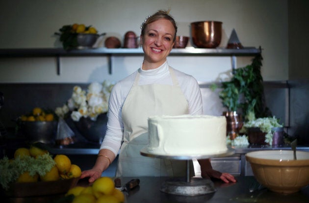 Claire Ptak with the royal wedding cake.