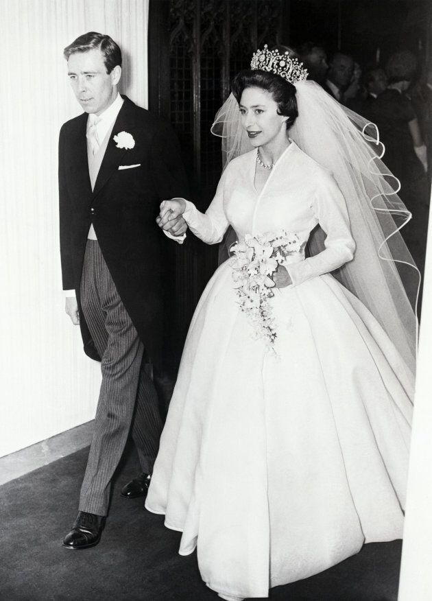 Princess Margaret and her new husband Antony Armstrong-Jones leave Westminister Abbey after their wedding.