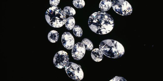Diamonds on black background, (Close-up)