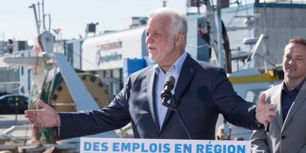 Philippe Couillard a fait son annonce à Gaspé, mardi matin.
