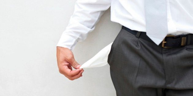 Close-up of businessman with pocket out