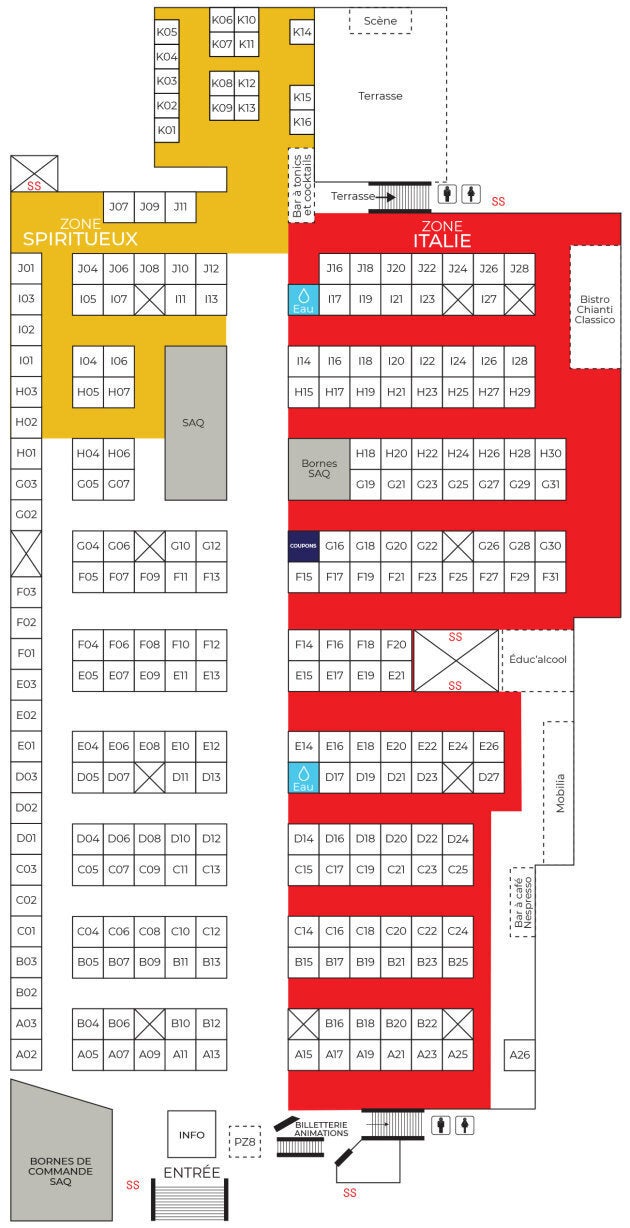 Plan de la salle et # des tables