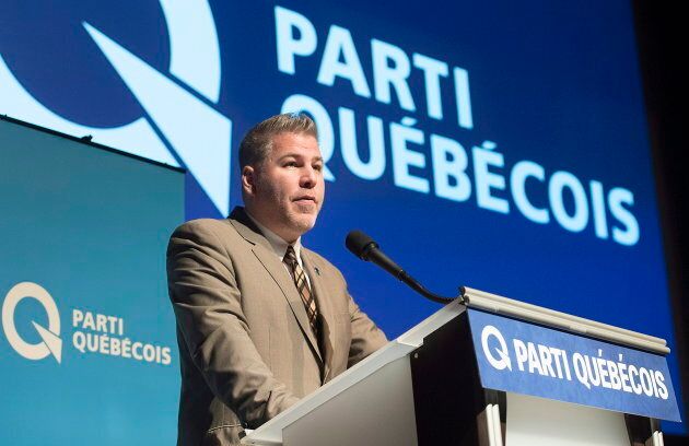 Le chef par intérim du PQ, Pascal Bérubé, prend la parole lors de la conférence nationale des présidentes et des présidents à Montréal.