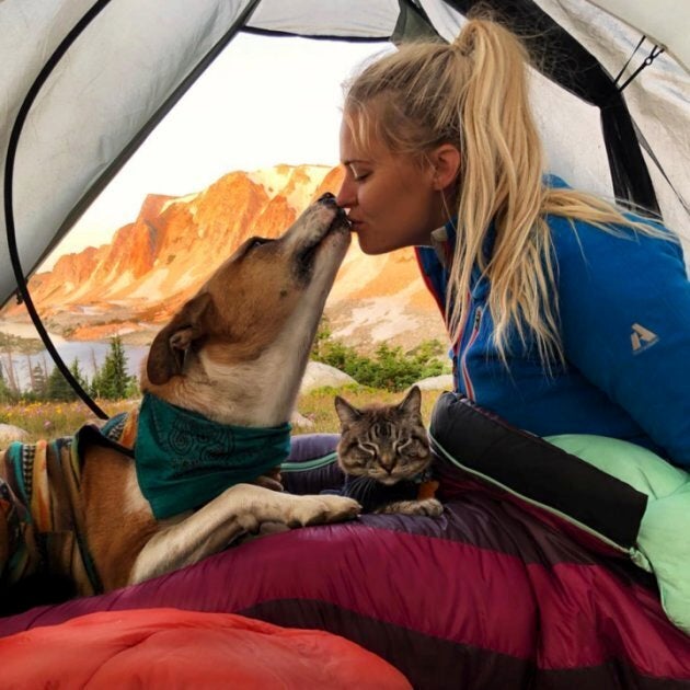 Henry et Baloo en compagnie de leur maîtresse Cynthia Bennett.