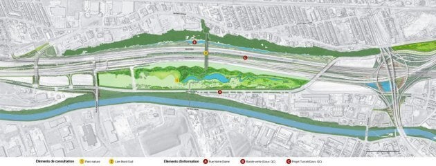 Avec le déplacement de l'échangeur Turcot, la Ville de Montréal souhaite créer un nouveau parc-nature dans l'ancienne cour du même nom, en plus d'une dalle-parc pour connecter les quartiers.