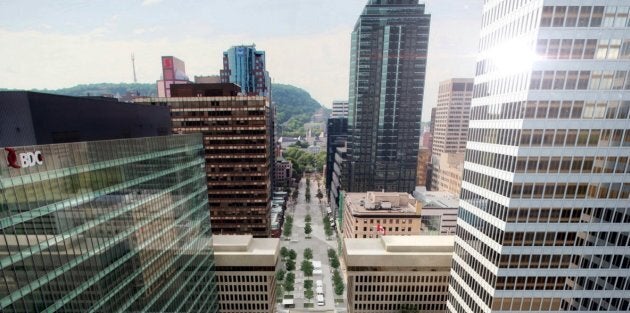 Vue aérienne de l'avenue McGill College.