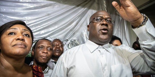 Felix Tshisekedi accompagné de sa femme, sa famille et ses partisans.