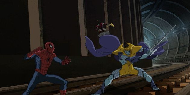 MARVEL'S ULTIMATE SPIDER-MAN: WEB-WARRIORS - 'Contest of Champions: Part Three' - Spider-Man has to change the rules of The Grandmaster's game to save the citizens of New York and prevent the villains from taking over Earth. This episode of 'Marvel's Ultimate Spider-Man: Web-Warriors' will air Saturday, October 17 (9:00 PM - 9:30 PM ET/PT), on Disney XD. (Disney XD via Getty Images)SPIDER-MAN, TERRAX, ATTUMA