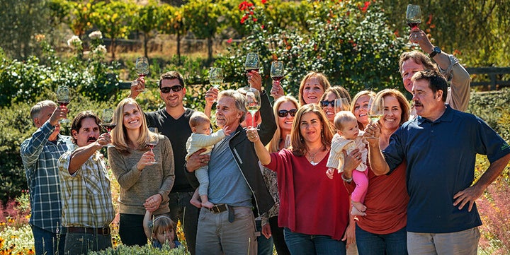 The Benzigers, wine makers from Glen Ellen, enjoying a holiday meal