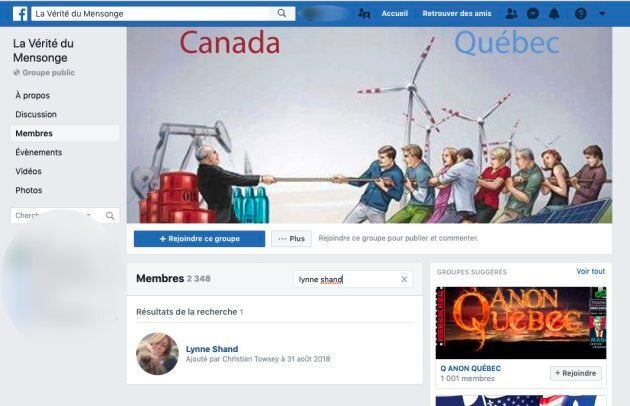 Lynne Shand, élue dans l'arrondissement d'Anjou, à Montréal, est membre du groupe Facebook «La Vérité du Mensonge». Le groupe véhicule toutes sortes de théories du complot et de messages anti-immigration.