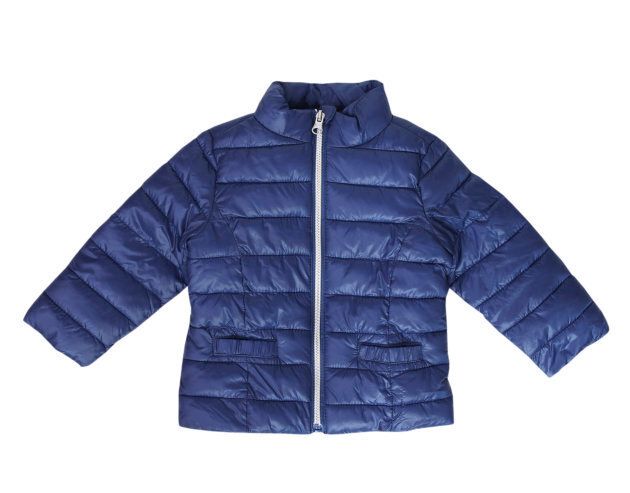 Blue child's coat jacket isolated.Baby fashion outwear studio.