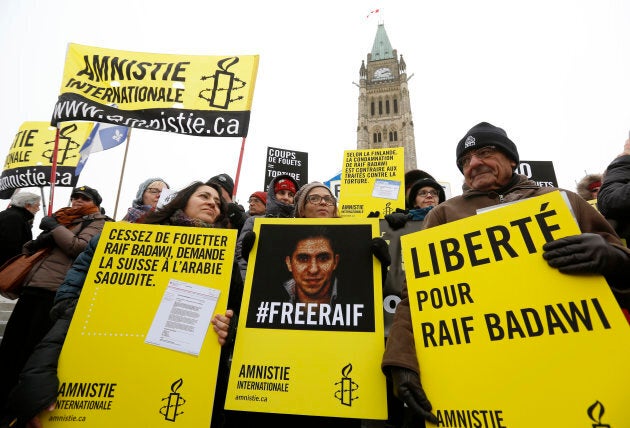 Une manifestation pour la libération de Raif Badawi, Ottawa, janvier 2015.