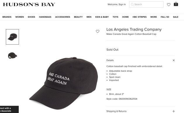 The Bay ditches 'Make Canada Great Again' hat