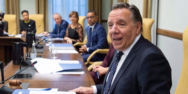 Le premier ministre François Legault lors de sa première réunion avec son conseil des ministres, le 18 octobre 2018.