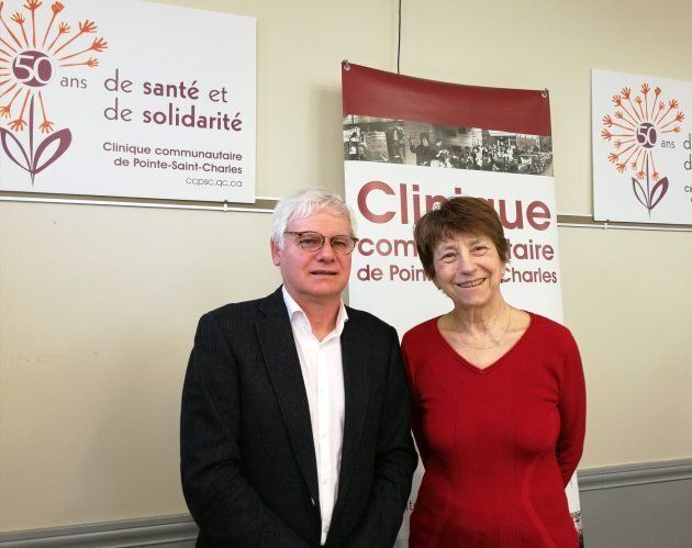 Richard Massé, ancien PDG de l'Institut national de santé publique, et Françoise David, co-fondatrice de Québec solidaire, les parrain et marraine du 50e anniversaire de la Clinique communautaire de Pointe-Saint-Charles