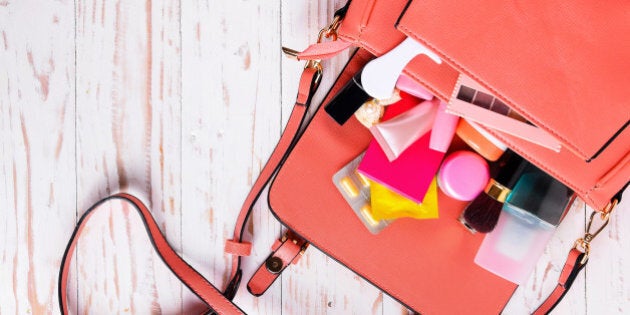 women bag with cosmetics with...