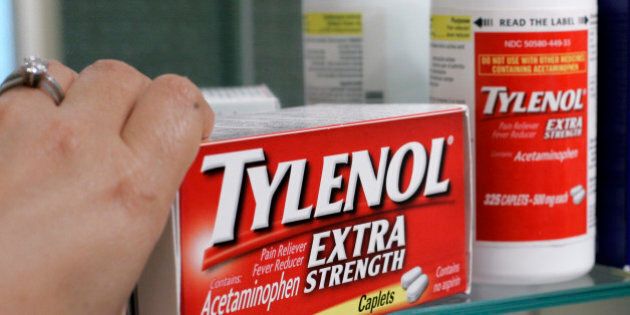 FILE - In this June 30, 2009 file photo, Tylenol Extra Strenth is shown in a medicine cabinet at a home in Palo Alto, Calif. Johnson & Johnson is expanding a recall of over-the-counter drugs Thursday, July 8, 2010, including Tylenol and Motrin IB because of a musty or moldy smell. (AP Photo/Paul Sakuma, file)