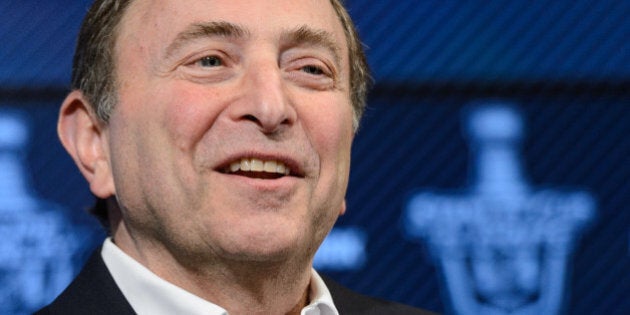 OTTAWA, ON - APRIL 26: NHL Commissioner Gary Bettman addresses the media prior to Game Six of the Eastern Conference Quarterfinals during the 2015 NHL Stanley Cup Playoffs at Canadian Tire Centre on April 26, 2015 in Ottawa, Ontario, Canada. The Montreal Canadiens eliminated the Ottawa Senators by defeating them 2-0 and move to the next round of the Stanley Cup Playoffs. (Photo by Minas Panagiotakis/Getty Images)