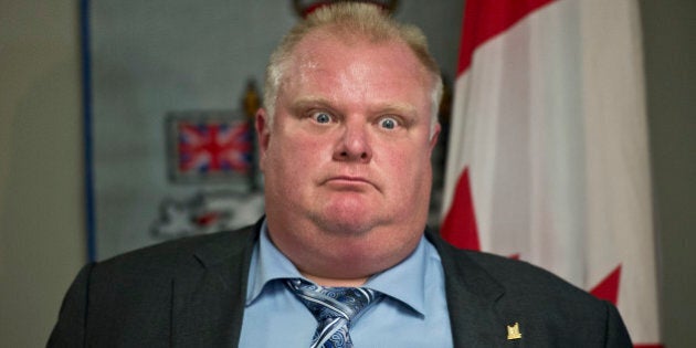 TORONTO, ON - JUNE 21: Toronto Mayor Rob Ford held a press conference at City Hall Friday afternoon in response to possible provincial funding cuts to the city. (Lucas Oleniuk/Toronto Star via Getty Images)