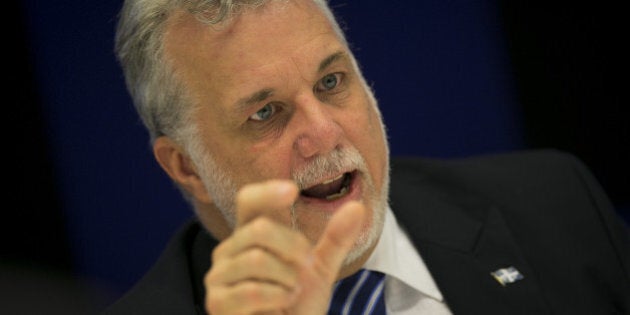 Philippe Couillard, Quebec's premier, speaks during an interview in New York, U.S., on Tuesday, Sept. 23, 2014. Quebec's April election brought Couillard's Liberal Party to power with promises to cut spending, increase taxes and impose a hiring freeze to eliminate a C$3.1 billion deficit by next year. Photographer: Scott Eells/Bloomberg via Getty Images