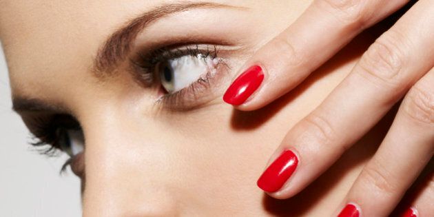 red lips and nails profile