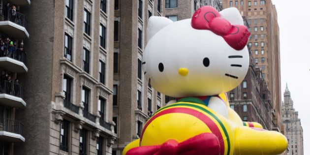 The Hello Kitty balloon floats in the Macy's Thanksgiving Day Parade on Thursday, Nov. 27, 2014 in New York. (Photo by Charles Sykes/Invision/AP)
