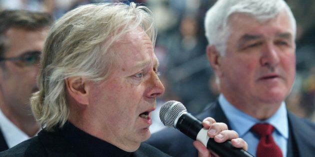 TORONTO, ON - NOVEMBER 11: Actor Michael Burgess sings the Canadian National Anthem prior to the Legends Classic Game on November 11, 2007 at the Air Canada Centre in Toronto, Ontario, Canada. (Photo by Bruce Bennett/Getty Images)