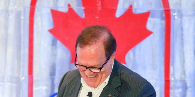 TORONTO, ON - JUNE 25 - President of the Canadian Olympic Committee Marcel Aubut during a news conference announcing a new Team Canada apparel sponsorship with Adidas and Sport Chek. (Andrew Francis Wallace/Toronto Star via Getty Images)