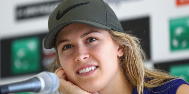 ROME, ITALY - MAY 10: Eugenie Bouchard of Canada pictured during a press conference during day three of The Internazionali BNL d'Italia 2016 on May 10, 2016 in Rome, Italy. (Photo by Matthew Lewis/Getty Images)