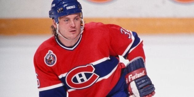 BOSTON, MA. - 1990's: Todd Ewen #36 of the Montreal Canadiens plays against the Boston Bruins . (Photo by Steve Babineau/NHLI via Getty Images)