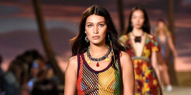 NEW YORK, NY - SEPTEMBER 14: Bella Hadid walks the runway at the Tommy Hilfiger Women's Spring Summer 2016 fashion show during the New York Fashion Week on September 14, 2015 in New York City. (Photo by Victor VIRGILE/Gamma-Rapho via Getty Images)