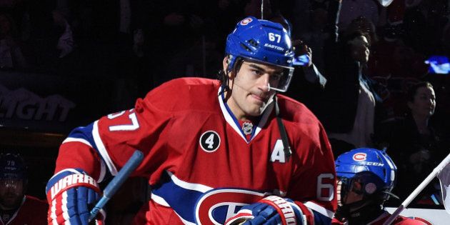 MONTREAL, QC - APRIL 17: Max Pacioretty #67 of the Montreal Canadiens takes to the ice before action against the Ottawa Senators in Game Two of the Eastern Conference Quarterfinals during the 2015 NHL Stanley Cup Playoffs at the Bell Centre on April 17, 2015 in Montreal, Quebec, Canada. (Photo by Francois Lacasse/NHLI via Getty Images)