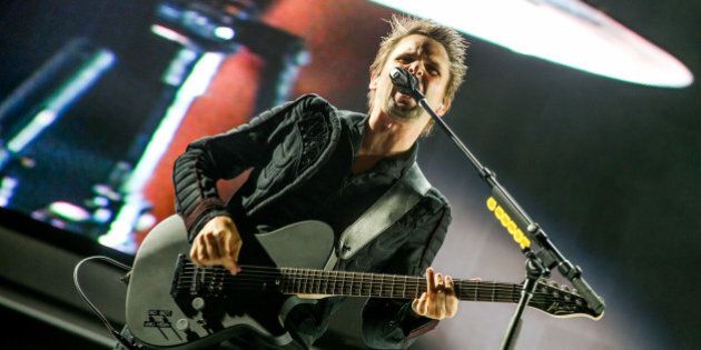 Matt Bellamy of Muse performs at the KROQ Weenie Roast at the Irvine Meadows Amphitheatre on Saturday, May 16, 2015, in Irvine, Calif. (Photo by Rich Fury/Invision/AP)