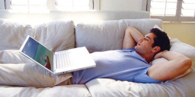 Man resting with laptop computer