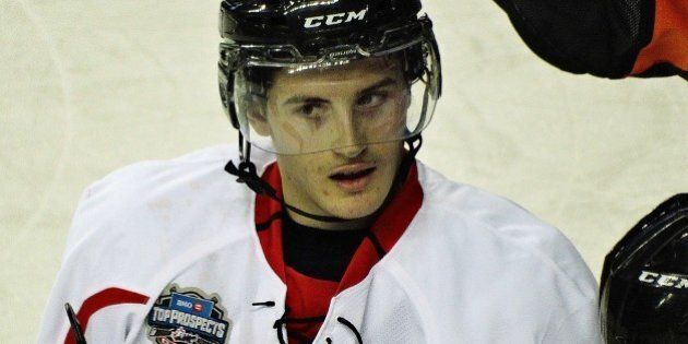 Brendan Perlini of the Niagara IceDogs (OHL) competed in the 2014 Top Prospects Game.The CHL / NHL Top Prospects game at Scotiabank Saddledome on January 15, 2014 in Calgary, Alberta, Canada. Team Orr defeated Team Cherry 4-3.